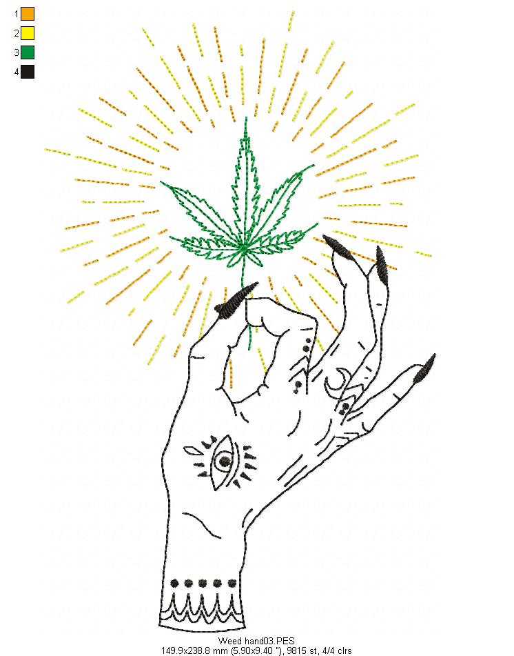 Weed Hand - Redwork