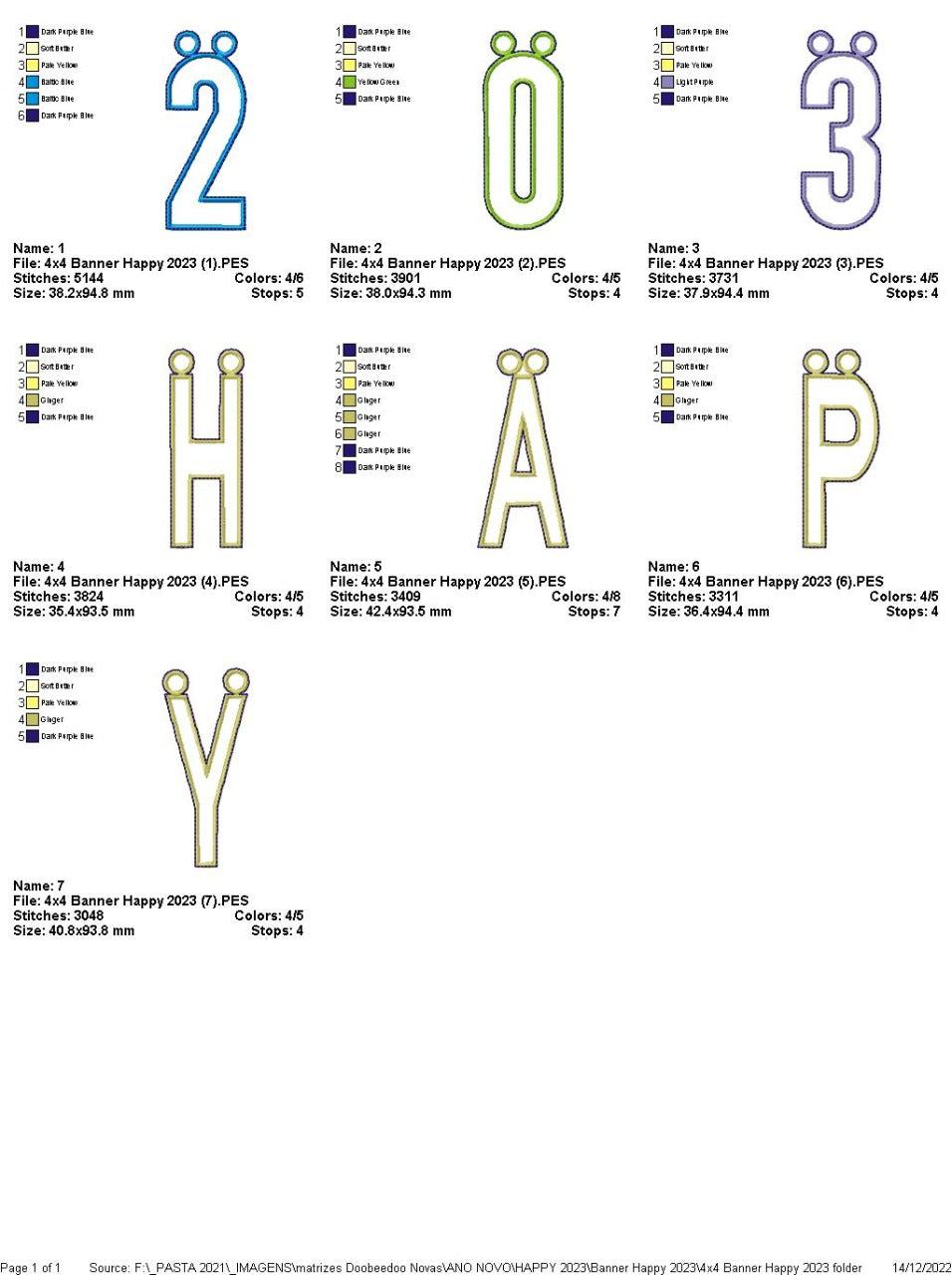 Happy 2023 Banner - ITH Project - Machine Embroidery Design