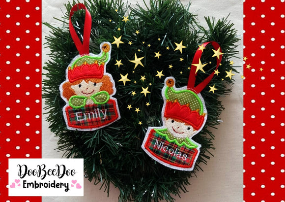 Elf Christmas - Tree Ornaments - ITH Project - Machine Embroidery Design