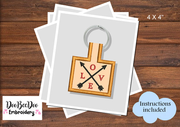 Love Arrows Keychain - ITH Project - Machine Embroidery Design