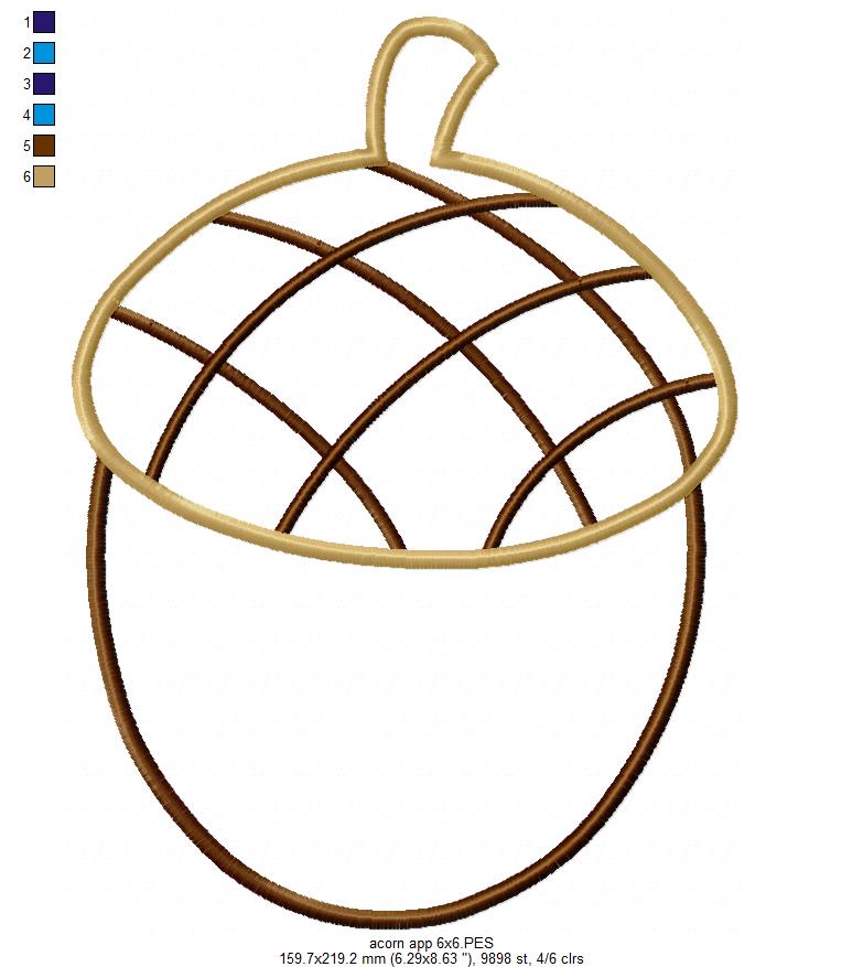 Acorn - Applique - Machine Embroidery Design