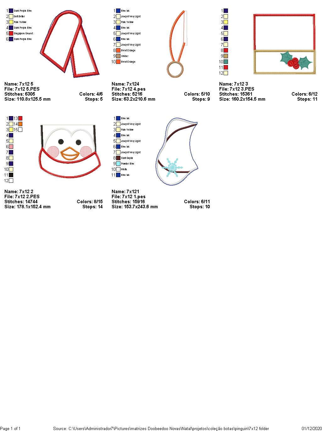 Christmas Penguin Door Ornament - ITH Project - Machine Embroidery Design