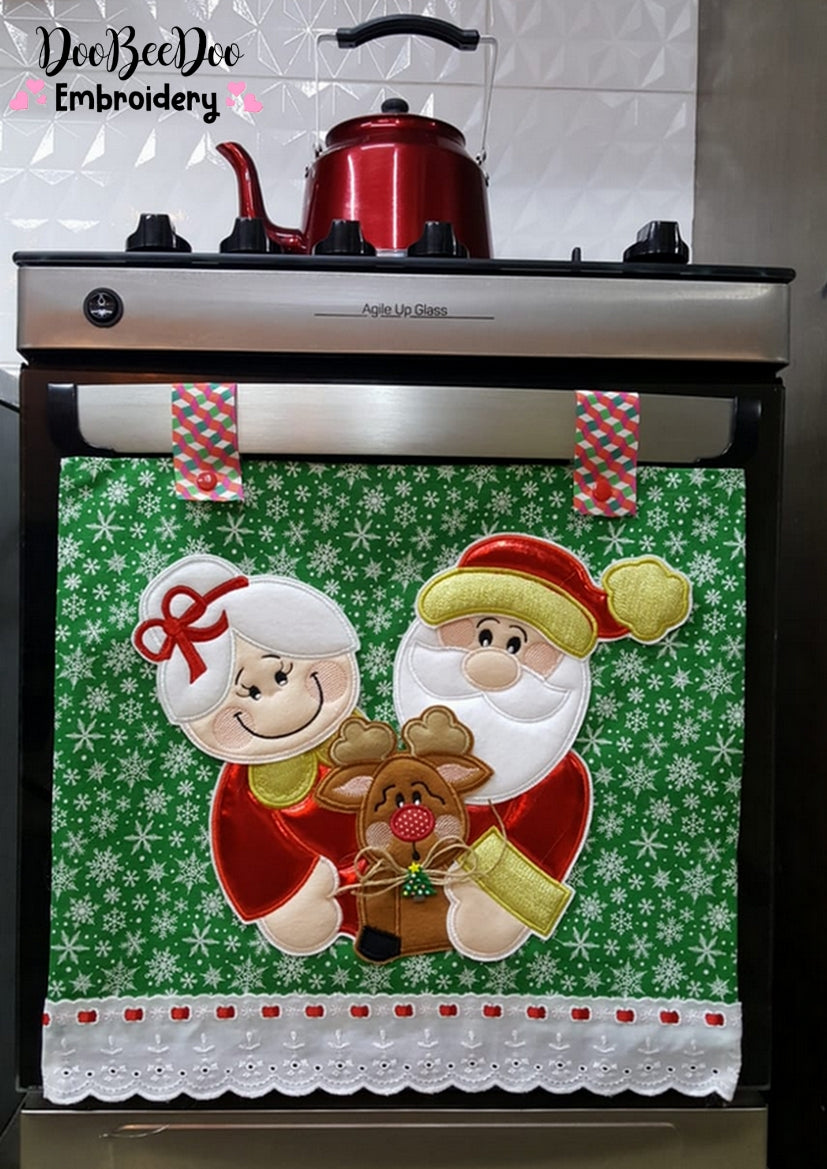 Mr. and Mrs. Claus Holding a Reindeer Ornament - ITH Project - Machine Embroidery Design