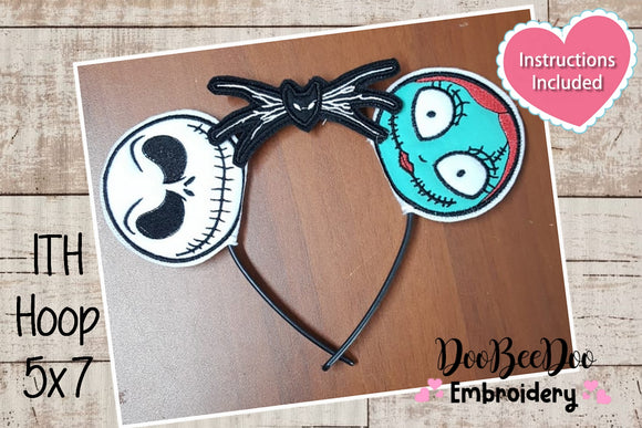 Jack and Sally Headband - ITH Project - Machine Embroidery Design