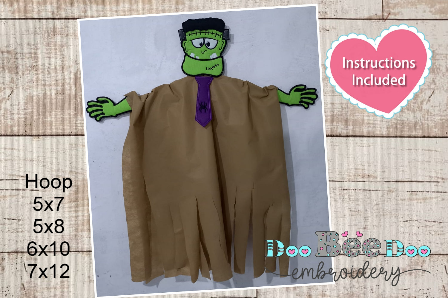 Hanging Frankenstein Halloween - ITH Project - Machine Embroidery