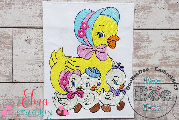 Duck Mom and Little Ducks - Fill Stitch - Machine Embroidery Design