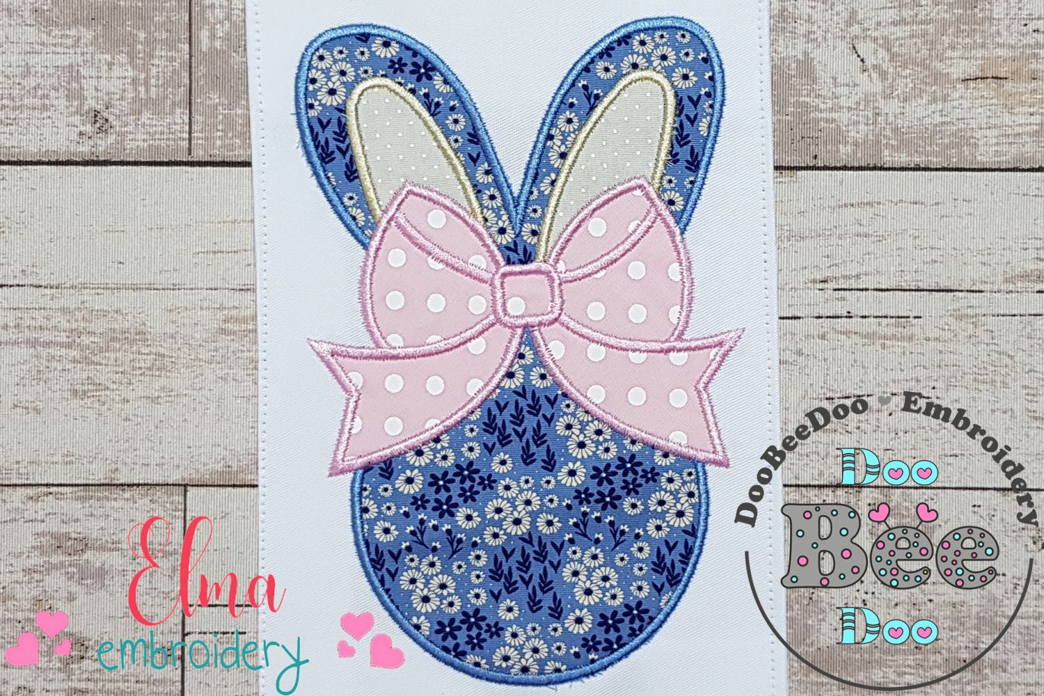 Easter Bunny Silhouette Big Bow - Applique - Machine Embroidery Design ...
