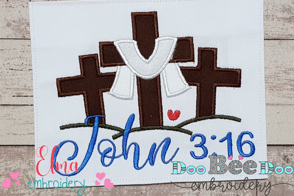 Easter Cross John 3:16 - Applique Embroidery