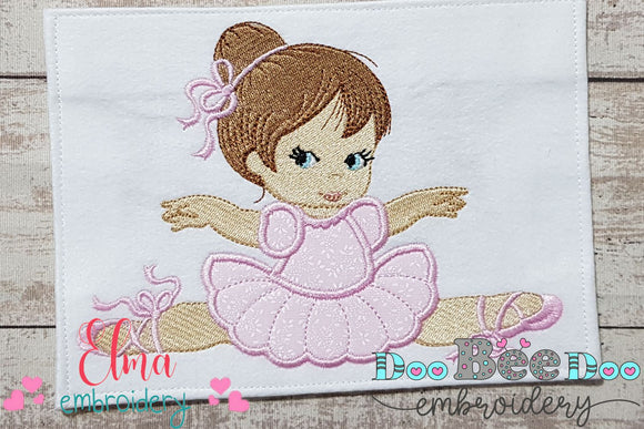 Cute Ballerina Dancing - Applique - Machine Embroidery Design