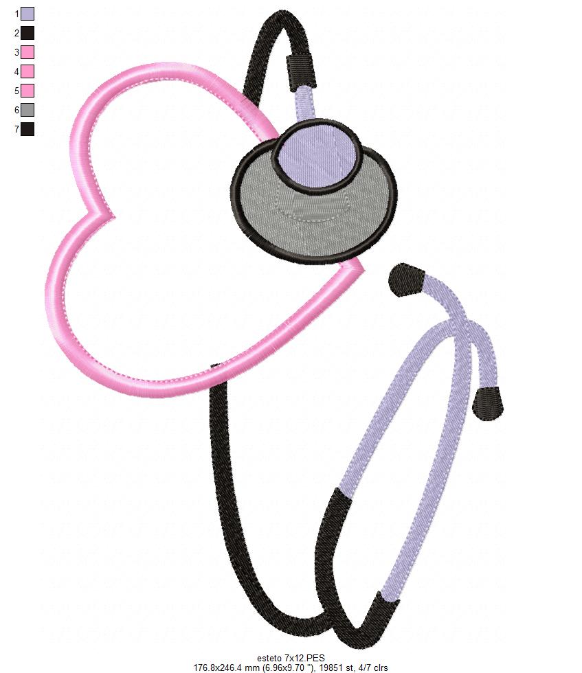 Stethoscope with Heart - Applique - Machine Embroidery Design