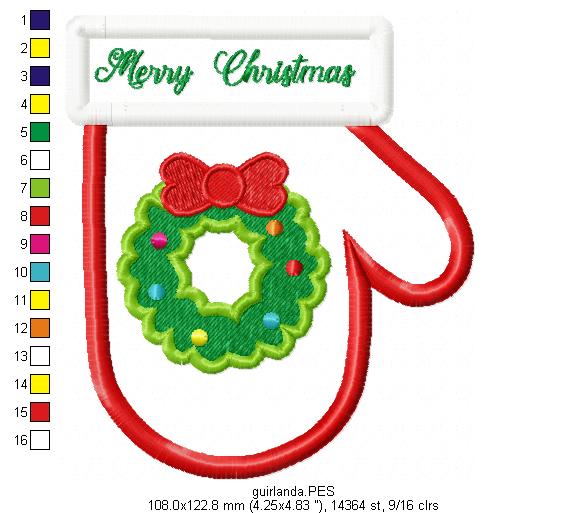 Christmas Wreath Cutlery Holder - ITH Project - Machine Embroidery Design