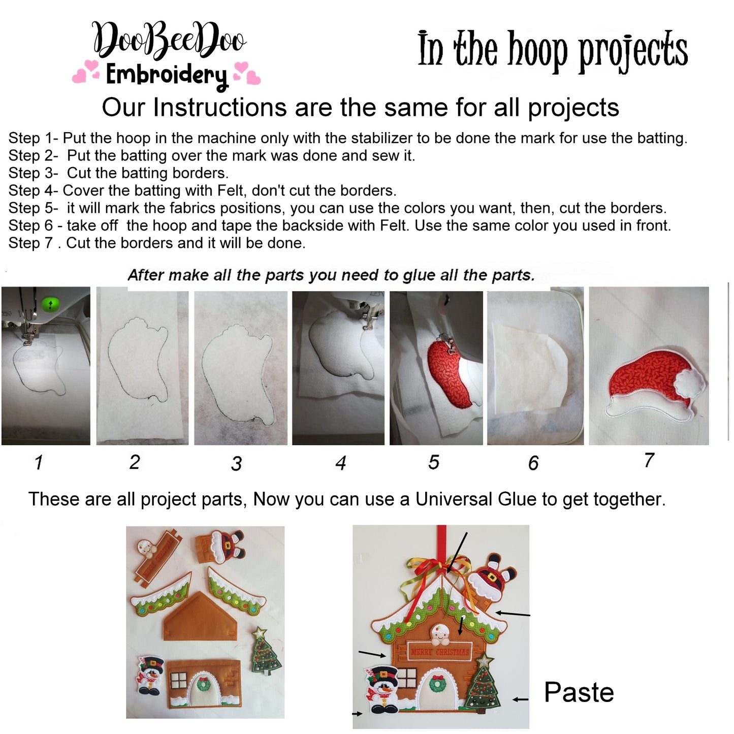 Christmas House Door Ornament - ITH Project - Machine Embroidery Design