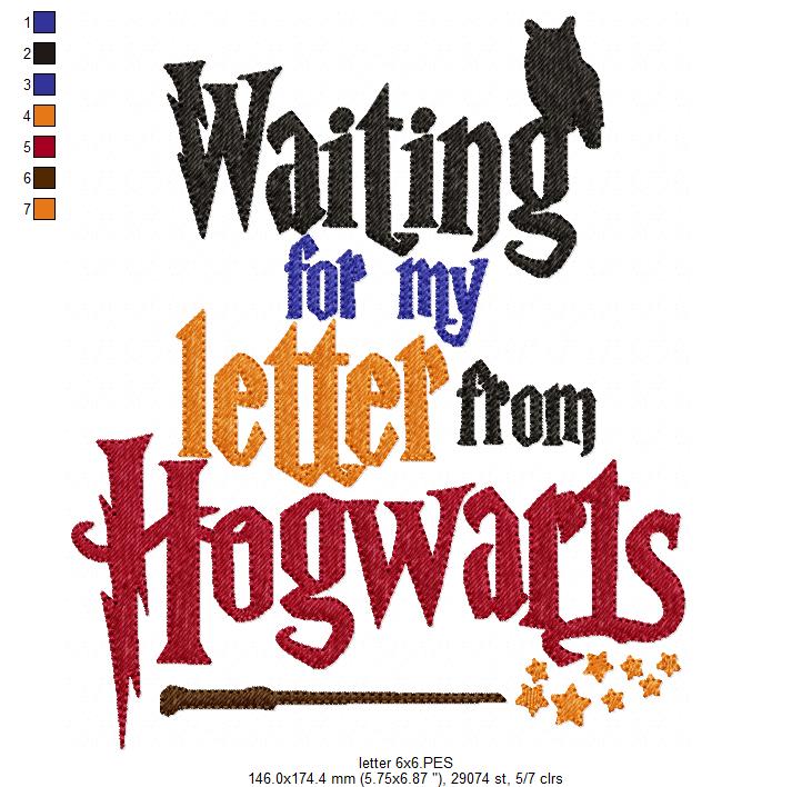 Waiting for my Letter from Hogwarts - Fill Stitch Embroidery