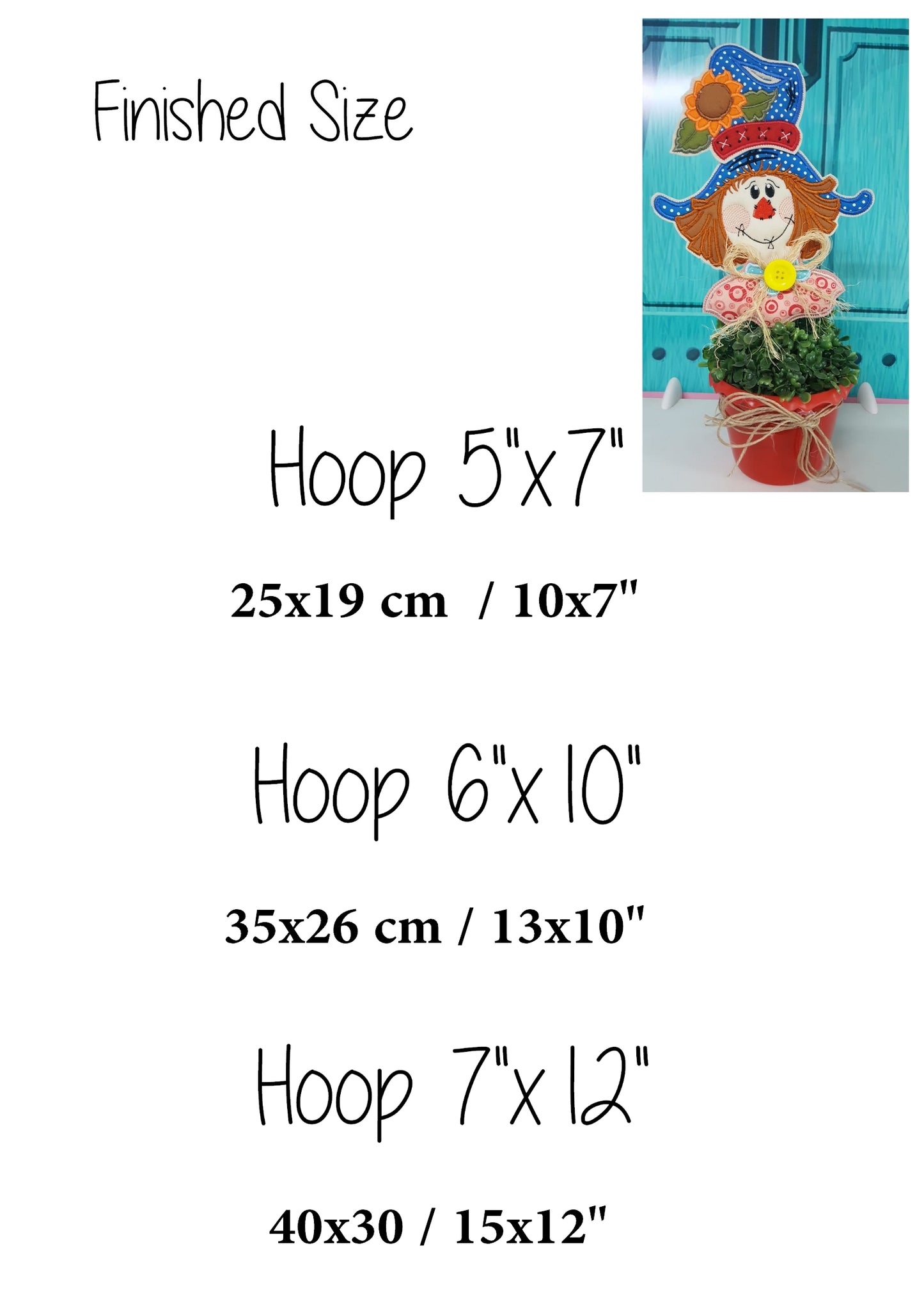 Cute Scarecrow Ornament - ITH Project - Machine Embroidery Design