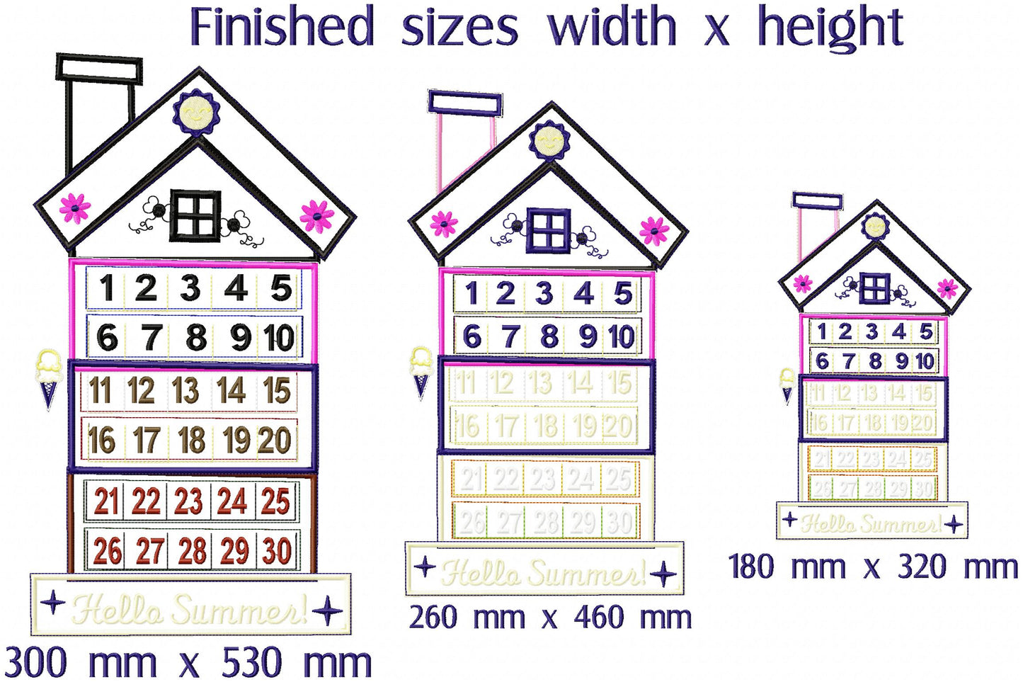 Hello Summer Calendar - ITH Project - Machine Embroidery Design