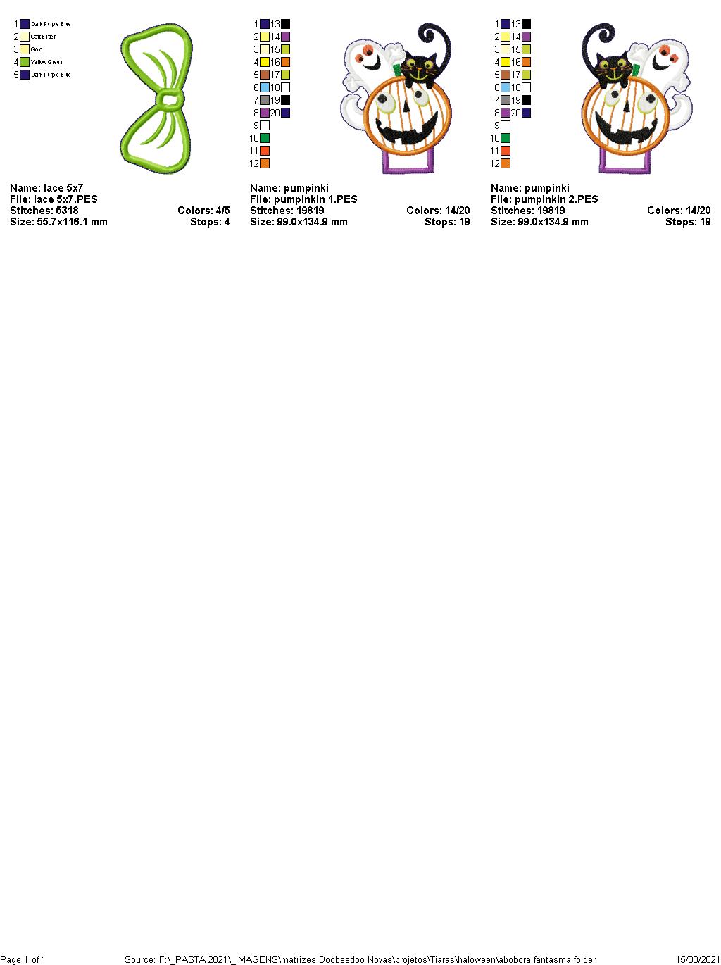 Mouse Ears Headband Pumpkin, Cat and Ghost Headband - ITH Project - Machine Embroidery Design