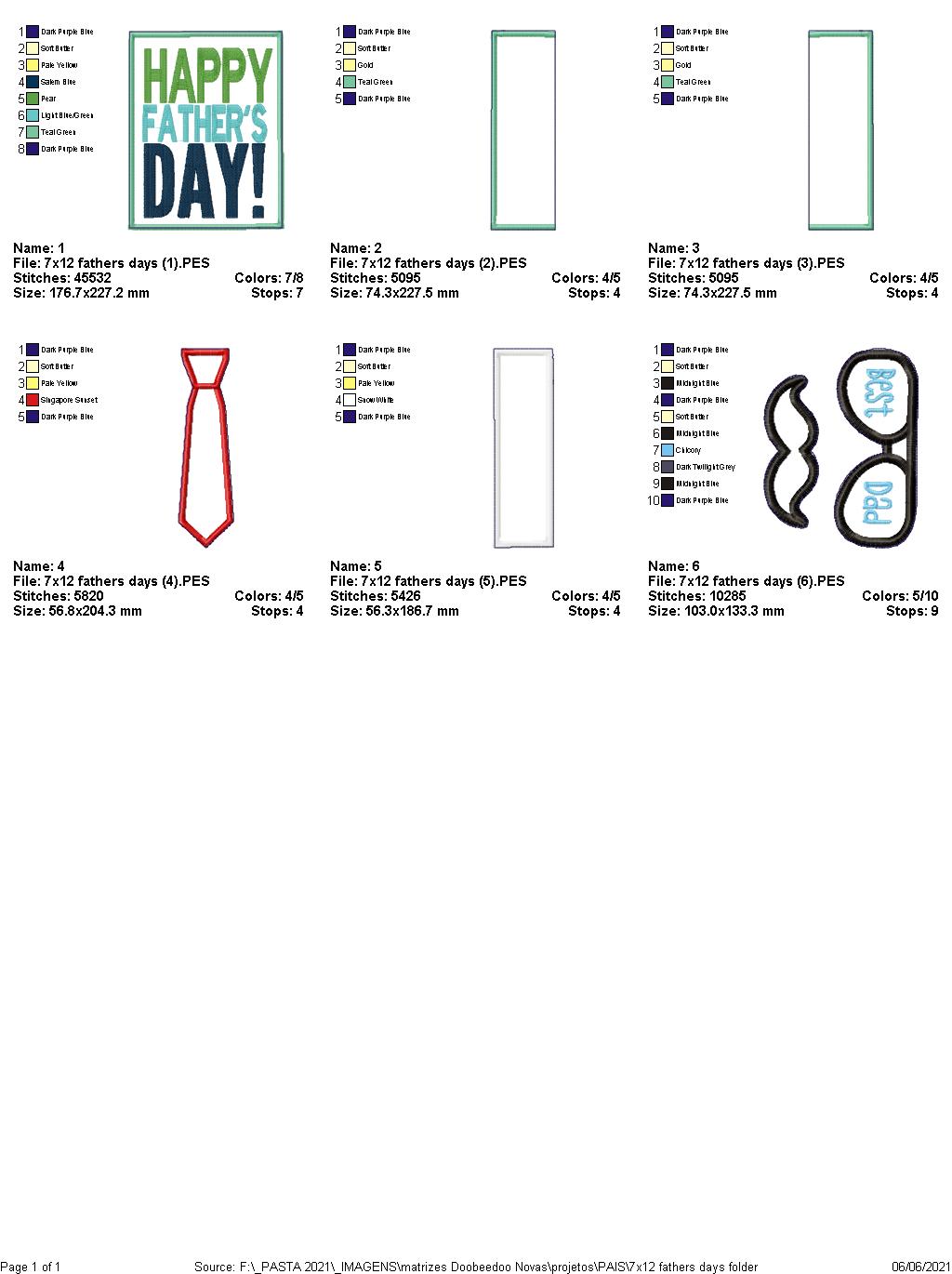 Happy Father's Day Tie, Glasses and Mustache Ornament - ITH Project - Machine Embroidery Design