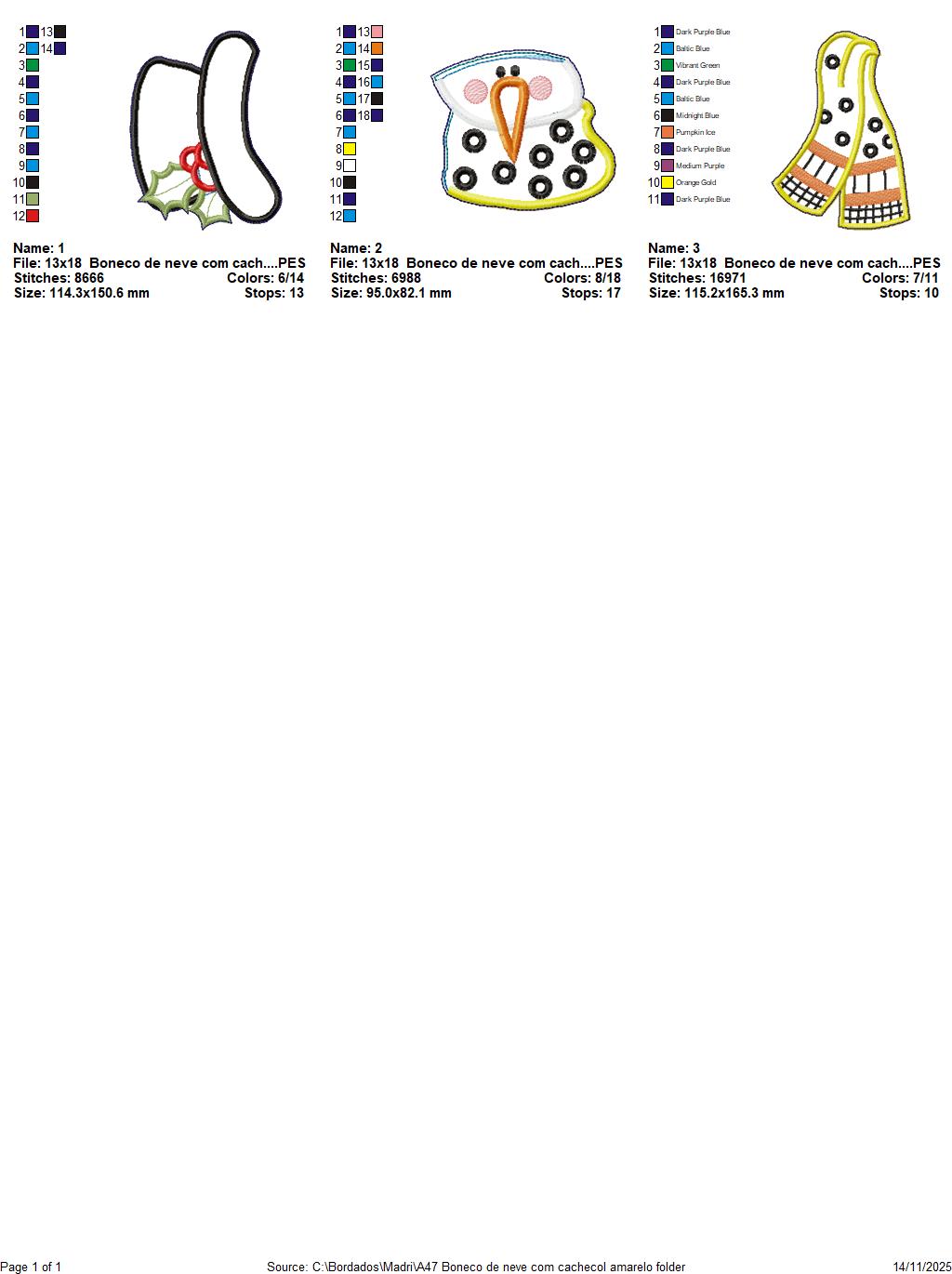 🎄 Snowman with Yellow Scarf Door Hanger – ITH Project – Machine Embroidery Design