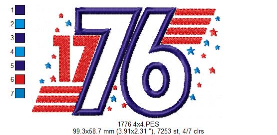 🌟 1776 Stars & Stripes – Applique – Machine Embroidery Design