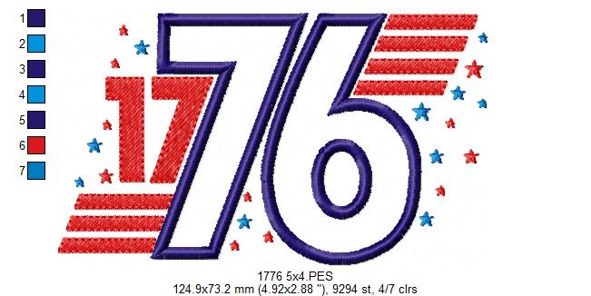 🌟 1776 Stars & Stripes – Applique – Machine Embroidery Design