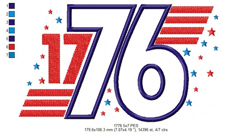 🌟 1776 Stars & Stripes – Applique – Machine Embroidery Design