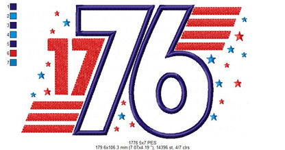 🌟 1776 Stars & Stripes – Applique – Machine Embroidery Design