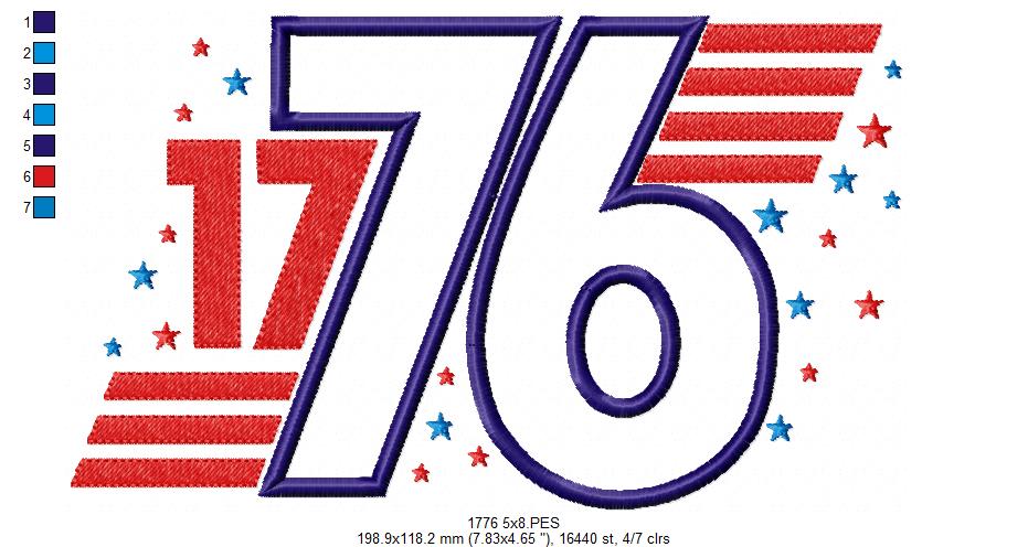 🌟 1776 Stars & Stripes – Applique – Machine Embroidery Design