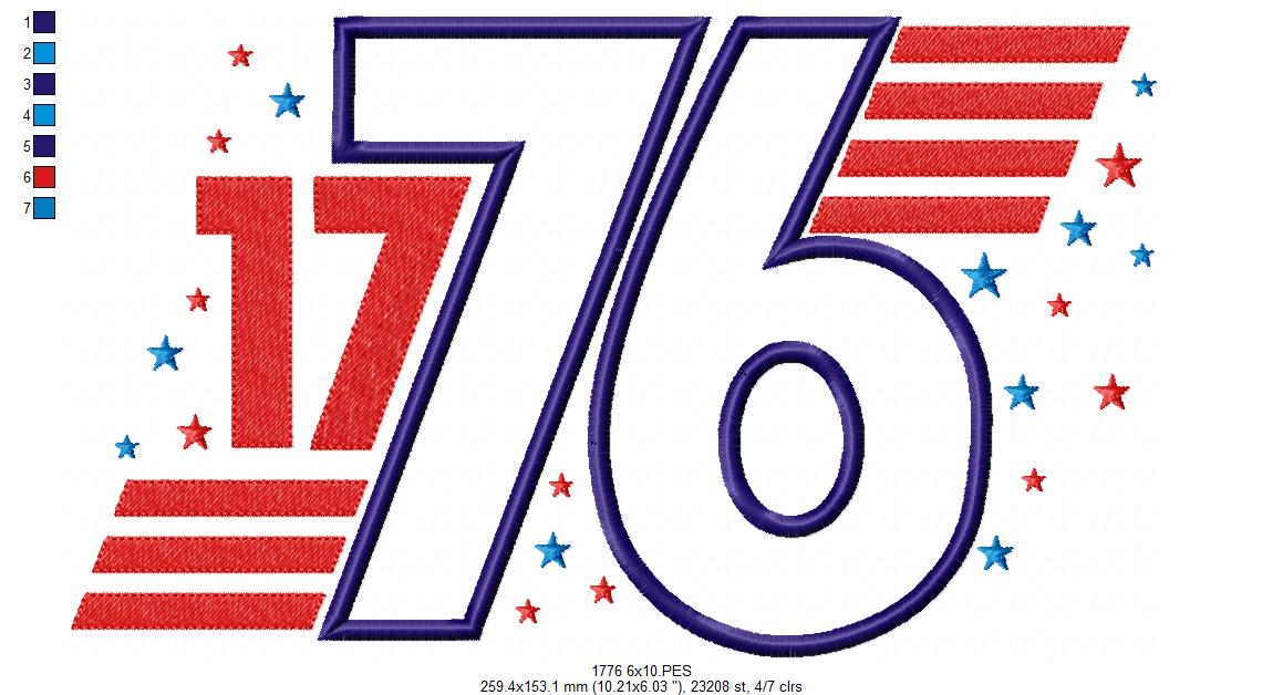 🌟 1776 Stars & Stripes – Applique – Machine Embroidery Design