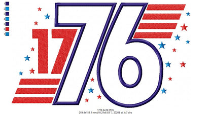 🌟 1776 Stars & Stripes – Applique – Machine Embroidery Design