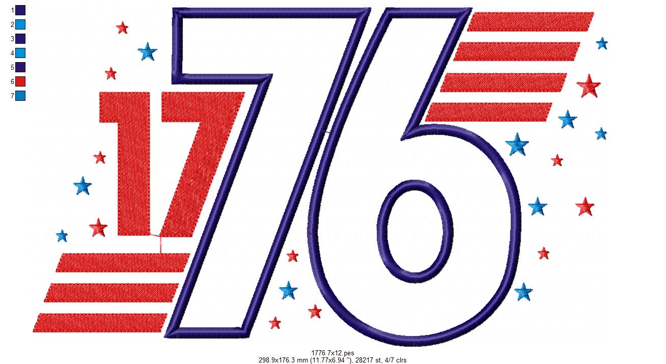 🌟 1776 Stars & Stripes – Applique – Machine Embroidery Design