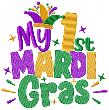 My 1st Mardi Mardi Gras - Rippled Stitch - Machine Embroidery Design