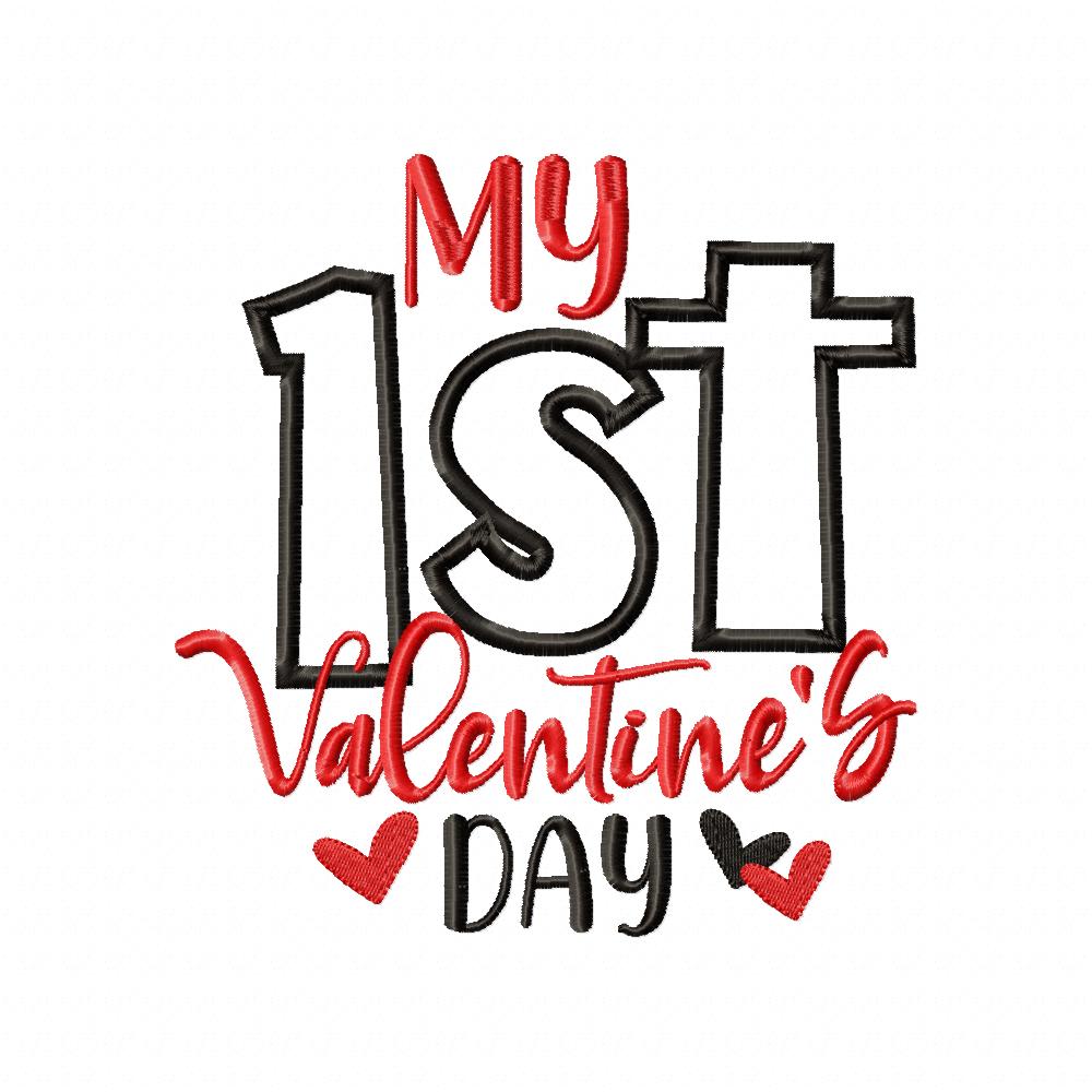 My 1st Valentine's Day - Applique - Machine Embroidery Design