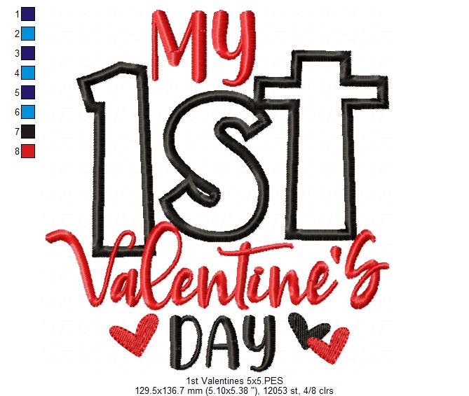 My 1st Valentine's Day - Applique - Machine Embroidery Design