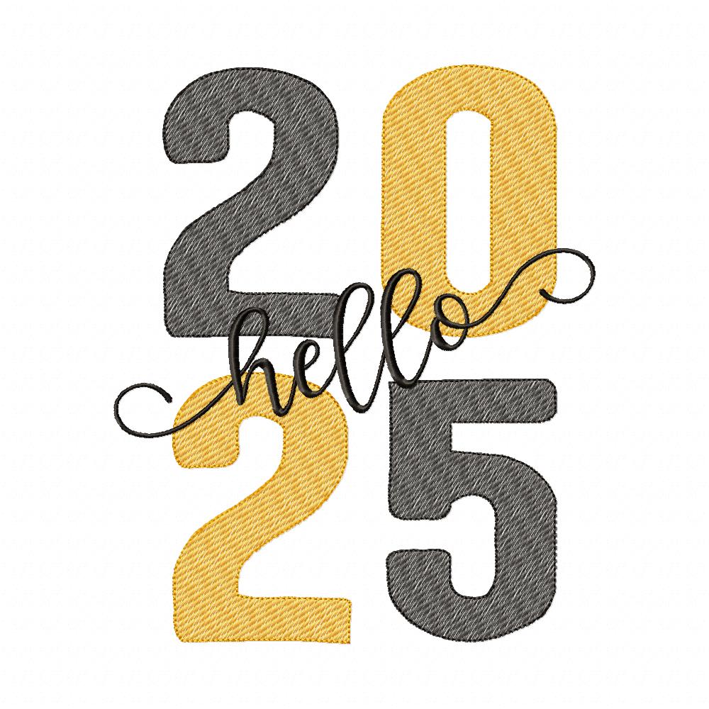Hello 2025 - Rippled Stitch - Machine Embroidery Design