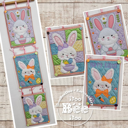 Easter Bunnies Ornament - ITH Project - Machine Embroidery Design