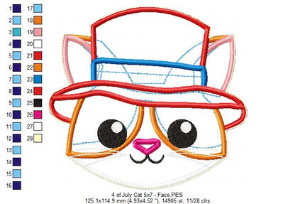 Cat 4th of July - ITH Project - Machine Embroidery Design