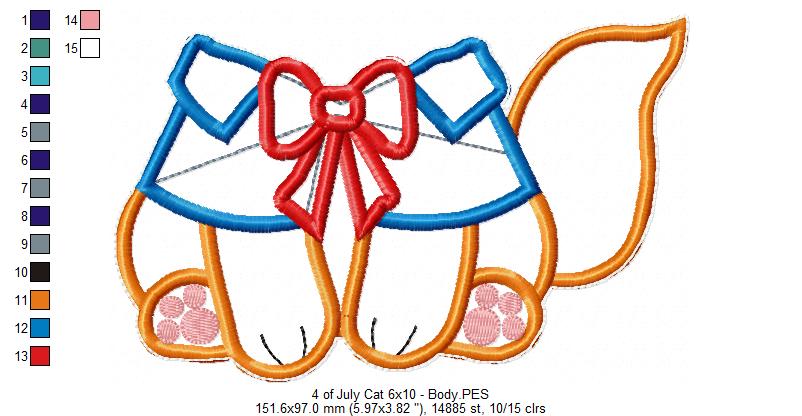 Cat 4th of July - ITH Project - Machine Embroidery Design