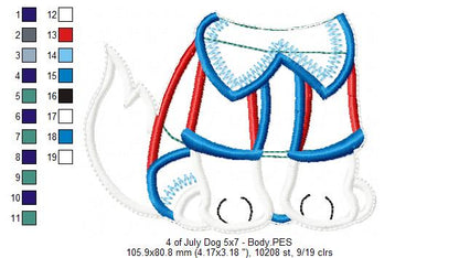 Dog 4th of July - ITH Project - Machine Embroidery Design