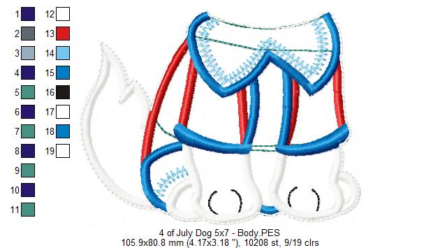 Dog 4th of July - ITH Project - Machine Embroidery Design