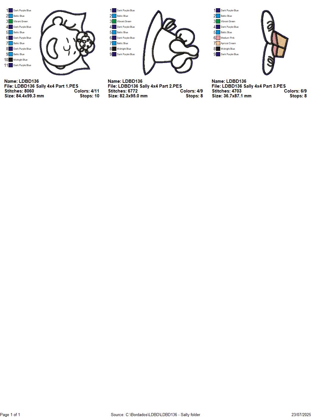 Sally – ITH Project – Machine Embroidery Design