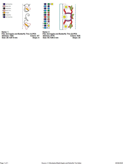 ITH Apples and Flowers Panel (2-Part Project) - ITH Project - Machine Embroidery Design