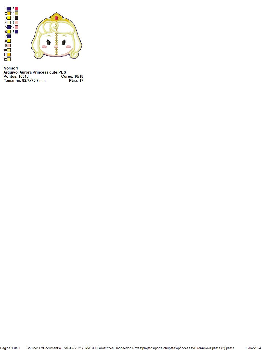 Princess Aurora Pacifier Holder - ITH Project - Machine Embroidery Design