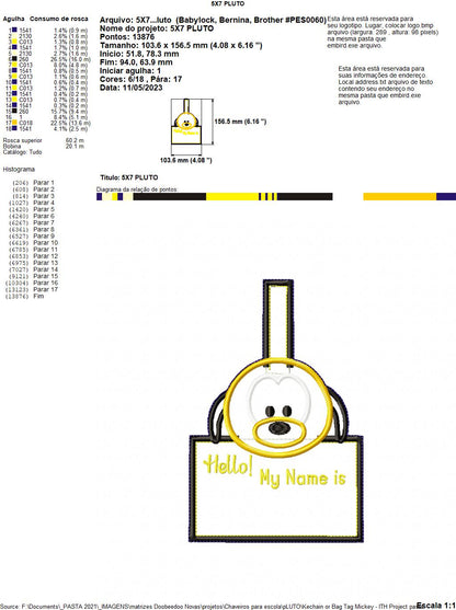 Pluto Keychain/Bag Tag - ITH Project - Machine Embroidery Design