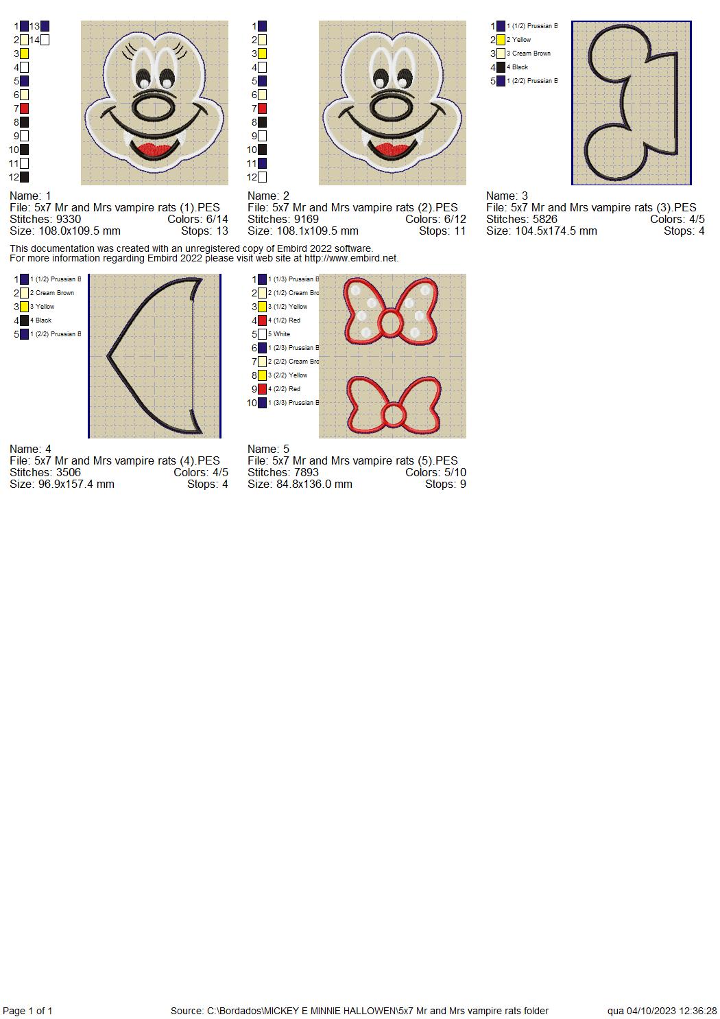 Mickey and Minnie Vampire - ITH Project - Machine Embroidery Design