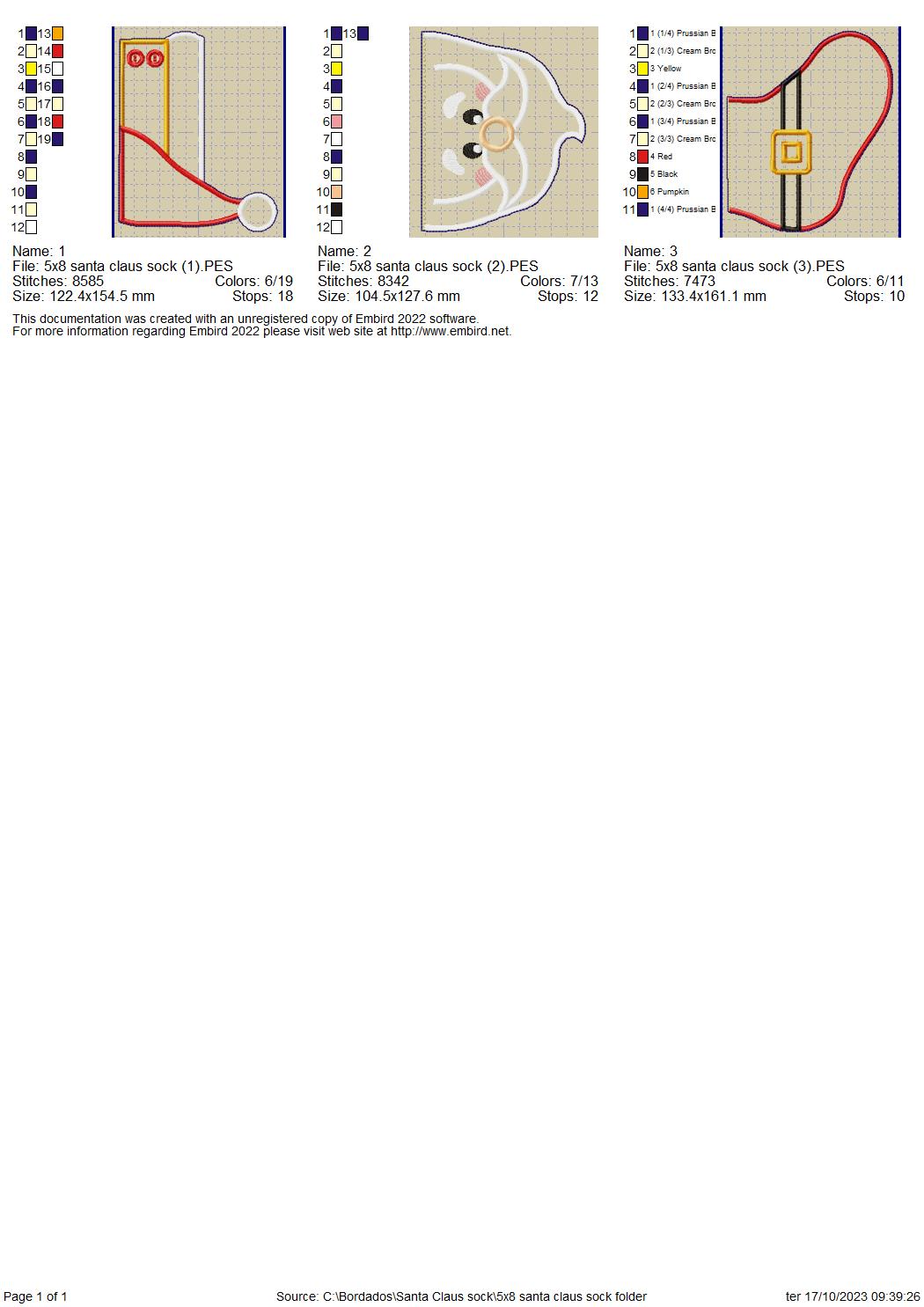 Santa's Christmas Stocking - ITH Project - Machine Embroidery Design