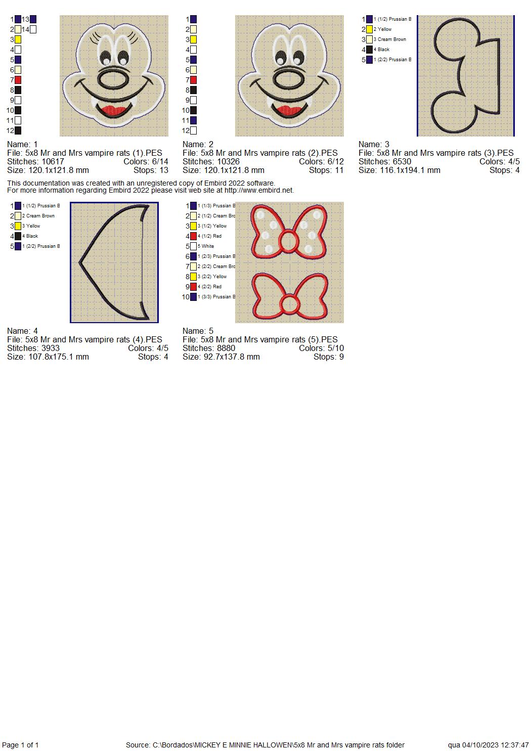Mickey and Minnie Vampire - ITH Project - Machine Embroidery Design