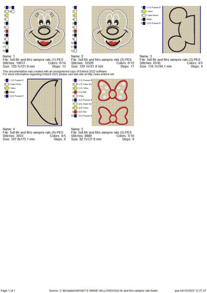Mickey and Minnie Vampire - ITH Project - Machine Embroidery Design