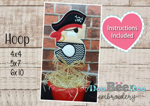 Pirate Cake Topper number 5 - ITH Project - Machine Embroidery Design