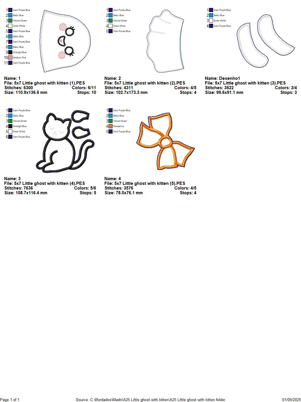 Little Ghost with Kitten – ITH Project – Machine Embroidery Design