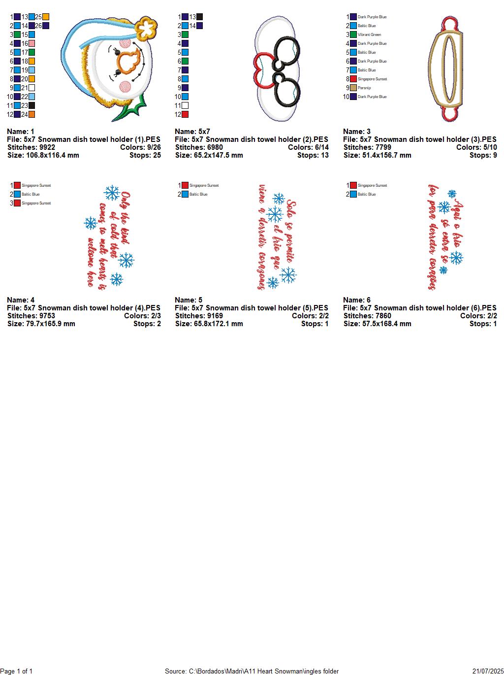 Snowman Towel Holder – ITH Project – Machine Embroidery Design